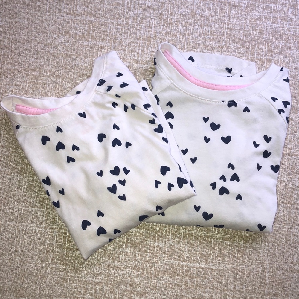Set of TWO little girls heart L/S tees - Picture 1 of 1